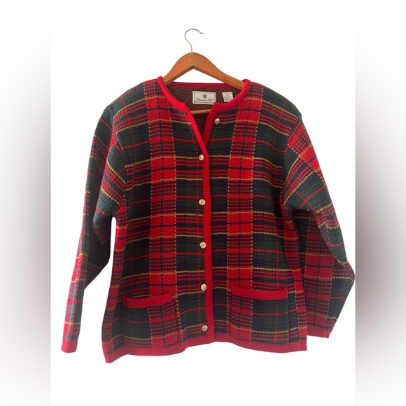 Chandler Hill Vintage Christmas Plaid Button Up Blazer - Picture 1 of 6